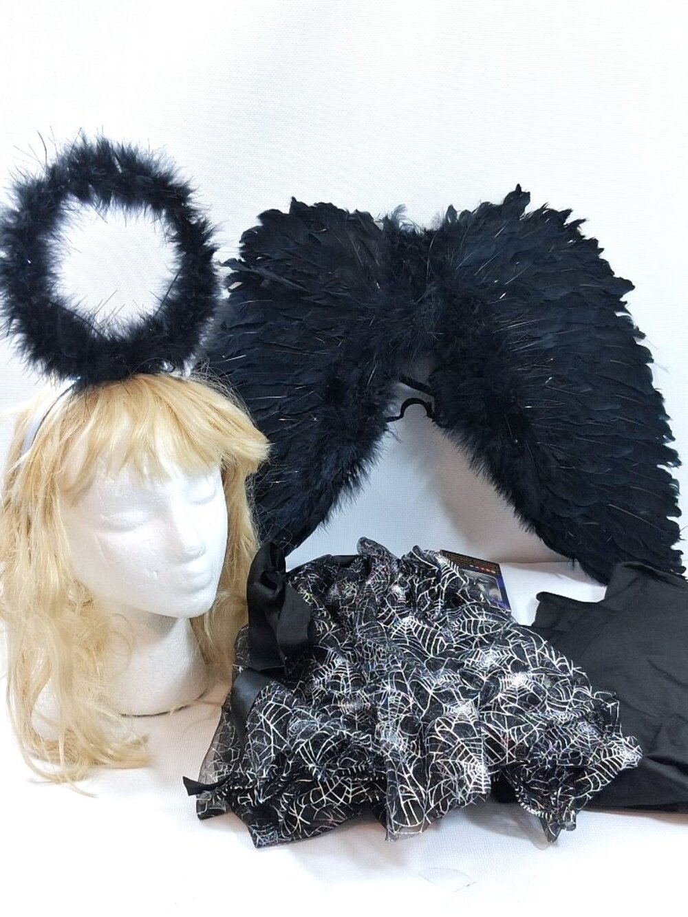 Dark Angel Halloween Costume Set Black Women XL, 7 Piece Set